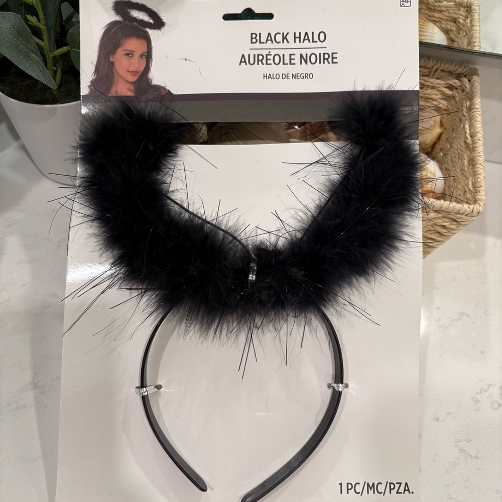 Elegant Black Feathered Halo Headband